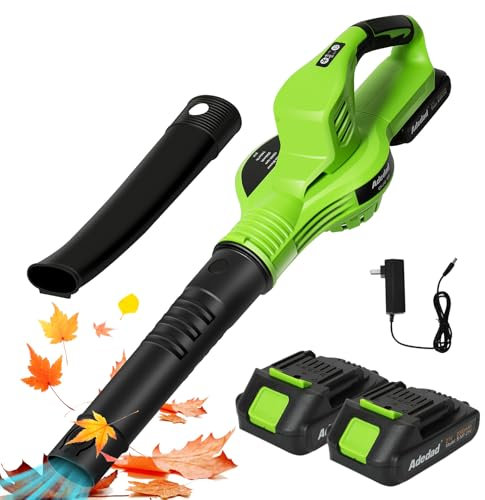 Souffleurs De Feuilles 21 V,Souffleur à Batterie avec Batterie et Chargeur,Souffleurs De Feuilles sans Fil avec Affichage LED,2 Vitesses, pour l'entretien de la Pelouse et Jardin (2 Batterie)