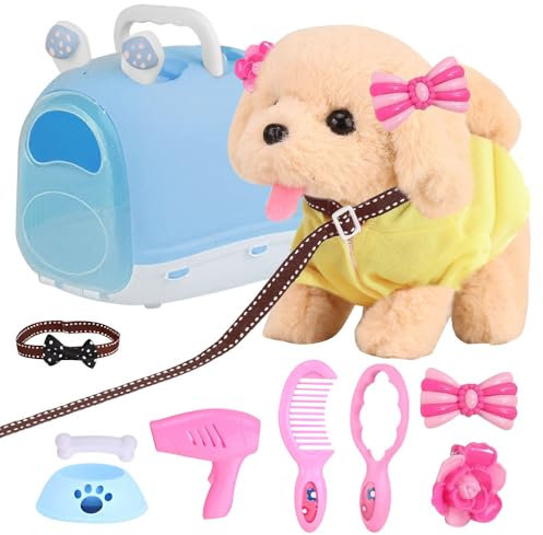 KBIBCK Hund Spielzeug Kinder, Elektronisches Haustier Hund, Hund mit Leine Spielzeug, Spielzeug Hund der Läuft und Bellt, Interaktives Haustier Hund für Kinder Mädchen 4 5 6 7 Jahre (Golden Retriever)