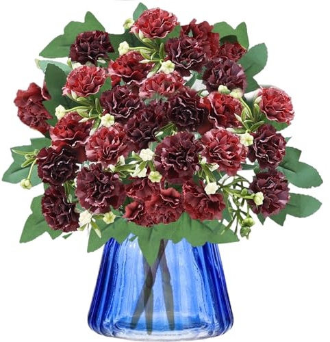astylishome Bouquet di fiori di compleanno grande garofano bouquet di fiori artificiali in seta sintetica funerale rosso 3815