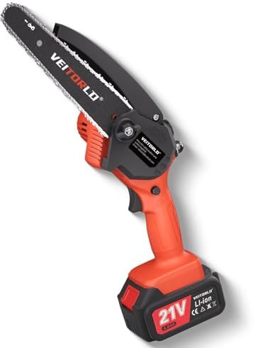 2025 Veitorld Akku Kettensäge, 8 Zoll Mini Kettensäge mit Akku 8000mAh, Optimierter Motor Akku Astsäge, Automatisches Ölsystem, Kleine Handkettensäge für Gartenscheren Astschere Holzschneidenz