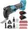 Cordless Multifunctional Tool, Compatible with Makita 18 V, with 2x3000mAh BatteryBrushless Oscillating Tool with 22 Accessories 6 Speed Setting, 4° Oscillation Angle, for Cutting, Carving, Drilling