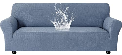 Ystyle Funda Sofa 3 Plazas con Reposabrazos, Elasticas, Azul Gris | Ajustables Fundas Sofa Elasticas, Universales Cubre Sofas Anti Gatos Perros, Couch Cover Antideslizante Antimanchas Lavable