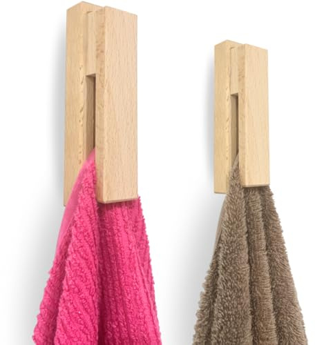 Mazbath 2 Piezas Toallero Adhesivo Baño - Colgador Toalla Baño, Toallero Sin Taladro, colgadores adhesivos resistentes - Ganchos Adhesivos, Gancho Adhesivo Pared - Toalleros, Colgador Toallas