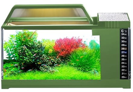 Aquarium Set Complete Set for Combat Fish - Nano Aquarium con iluminación LED y filtro | Piscina de pescado tranquilo con decoración moderna, elegante mini acuario para dormitorios, sala de estar, sal
