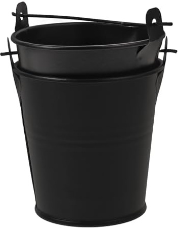 MOTHNUR 2 pièces Seau Métal pour Barbecue Récipient Récupérateur de Graisse Compact pour Cuisson Extérieur et Pique- Facile à Nettoyer Noir