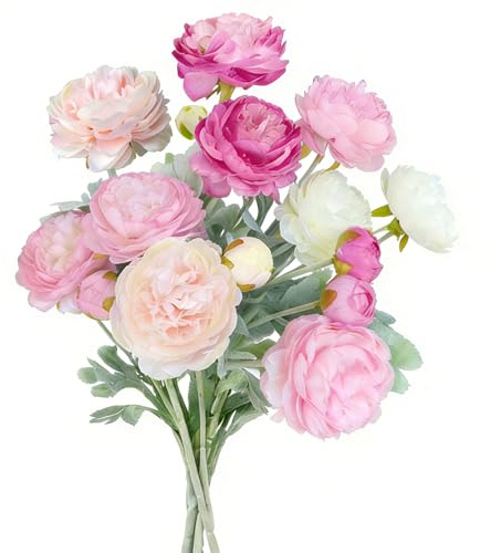 FINEVERNEK 5 Mazzi di Peonie Finte, Fiori Artificiali di Peonia in Seta a 3 Teste, 51 cm Peonie Artificiali, Bouquet di Peonie Finte, Fiori Finti per Decorazioni Matrimonio, Casa, Feste, Giardino