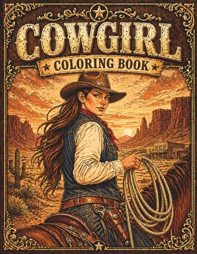 Cowgirl Coloring Book For Adults: Horses, Western Landscapes, and Country Living for Adventure (Western Coloring Books)