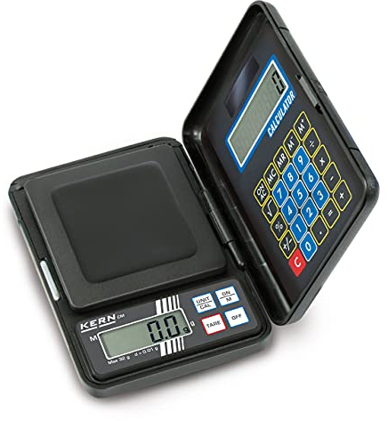 KERN Taschenwaage CM 1K1N (Wägebereich max. 1000 g, Ablesbarkeit 1 g, mit integriertem Taschenrechner, inkl. Batterien), mittel
