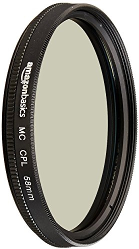 Amazon Basics 58 mm Filtro de Protección Polarizador Circular para Colores más Profundos, Reducción de Reflejos y Deslumbramientos, Multicapa, Protege contra el Polvo, la Suciedad y los Arañazos