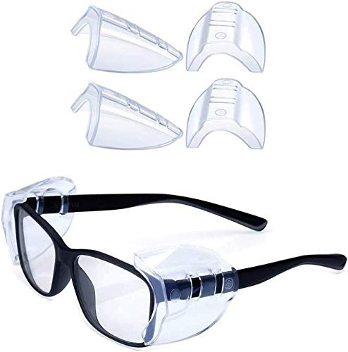 CAREOR Lunettes en Forme de Wing, Anti-Dérapant on Clear Protections Latérales Pour Lunettes de Sécurité, Lunettes de Sécurité Côté Shields- Flexible Compatible Avec Petite/Moyenne/Grande Lunettes