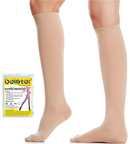 Beister Medical Closed Toe Knee High Calf Compression Socks for Women & Men, Firm 20-30 mmHg Graduated Support for Varicose Veins, Edema, Flight, Pregnancy（2 in a Pack，Not Two Pairs）