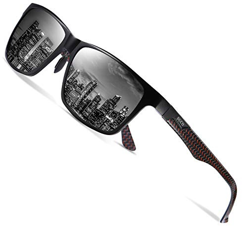 DUCO Square Polarized Occhiali da Sole per Uomini Leggeri in Fibra di Carbonio UV400 Protezione Occhiali da Sole 8206