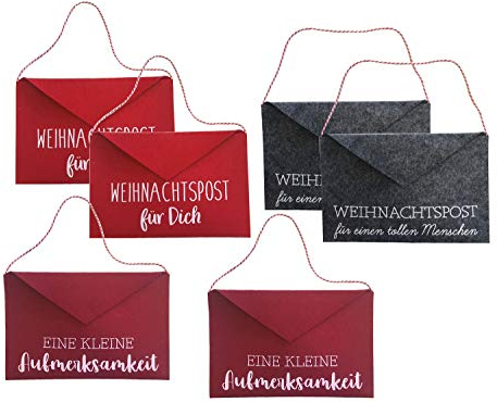 Briefumschlag aus Filz 25,5 x 16,5 cm Filztasche Geschenk Umschlag (6 Stück)