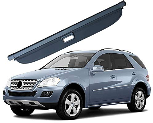 BENME Laderaumabdeckung für W164 ML Class ML300 ML320 ML350 ML550 2006-2011, Einziehbar, Kofferraumabdeckung Cargo Cover Rollo, Aluminiumlegierung, PVC, Silber, Remote Control, Scharnierhebel, Manuell