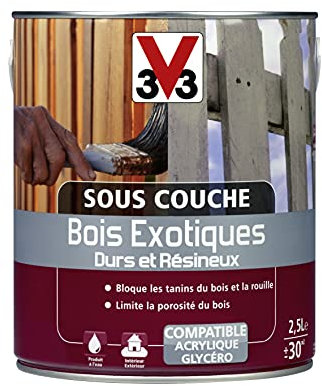 V33 Sous-couche bois exotiques, durs et résineux, Blanc 2,5L