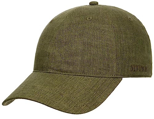 Stetson Sydell Leinen Baseballcap Damen Herren Basecap gefüttert UV-Schutz 40 Frühling Sommer Oliv M (56-57 cm)