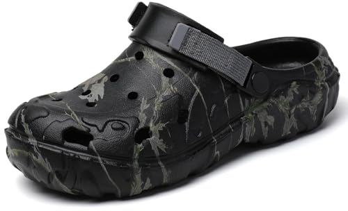 Sabots de Jardinage Homme Camouflage à Motif - Chaussures de Jardin Sandales Pantoufles Chaussures de Travail Chaussures en Caoutchouc, pour Extérieur, Plage, Piscine, Jardin et Randonnée Été
