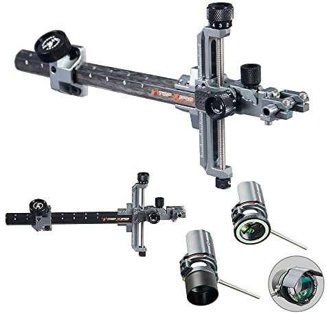 surwolf 9 Carbon Bar Compoundvisier TP8810 für Compound Bogen, Mikroeinstellung, abnehmbare Halterung, mit 2X 4X 6X 8X Visierfernrohr für professionelle Wettkämpfe,RH&LH (grau, LH-4x)