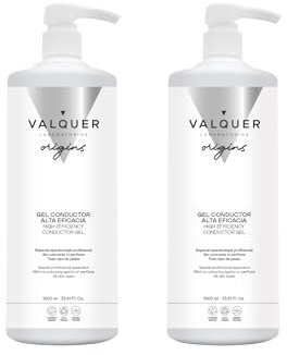 VALQUER Gel Conduttore per Ultrasuoni Viso e Corpo | Uso Professionale per Radiofrequenza Laser IPL Microcorrente e Cavitazione | A Base d’Acqua Incolore e Inodore | 2 x 1 L