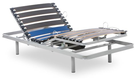 Geriafy - Elektrisch Verstellbarer Lattenrost Home Silver | 90x190 cm | Verstärkt und kompakt | Kabelgebundene Fernbedienung