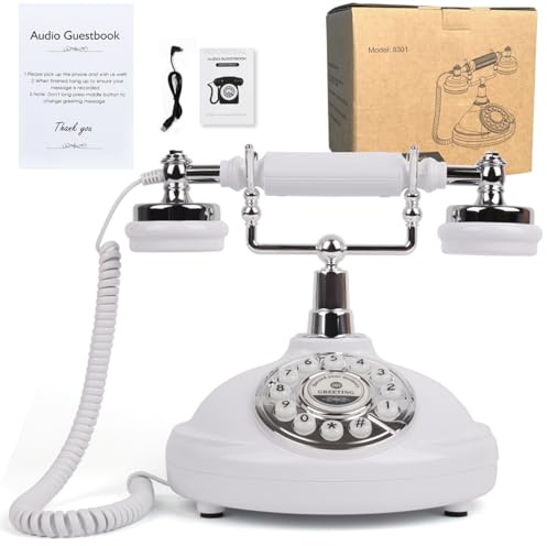 Libro degli ospiti audio per matrimonio, libro degli ospiti retrò, libro degli ospiti audio, un modo personale e conveniente per conservare le tue occasioni speciali, per feste (Telefono Bianco)
