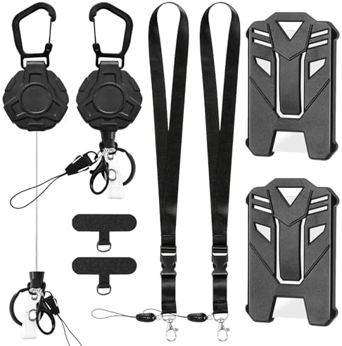 2 Magnetische Schlüsselanhänger Ausziehbar Hochbelastbarer Schlüsselanhänger Schlüsselband Ausziehbar mit 2 Ausweishalter 2 Schlüsselband Und 2 Handy Patch für Ausweise Schlüssel Mobiltelefone