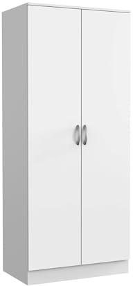 Armadio sottile nero a 2 ante con mensola e asta appendiabiti, contenitore compatto per piccole camere da letto, elegante organizer per vestiti e accessori, L 76 x P 46 x A 180 cm