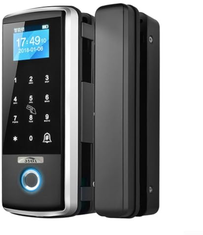 Cerradura de puerta de cristal, no requiere taladro, contraseña electrónica y huella dactilar, cerradura de puerta corredera con métodos de desbloqueo múltiple para oficina y uso doméstico