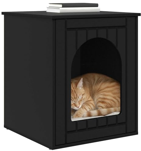 vidaXL Katt hus Svart 53 x 52 x 62 cm Konstruerat trä