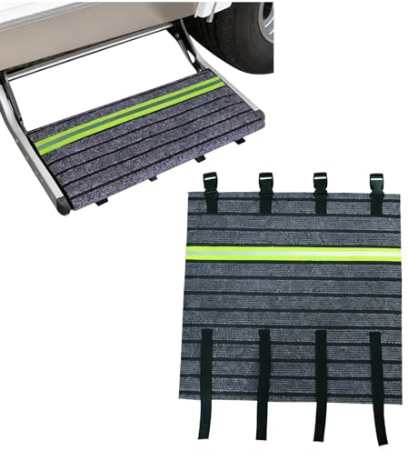 XJLyaya Zerbino per Gradino Camper, Tappetino per Gradini Camper, Tappetino per Gradini, per Esterno Interni, con Fibbie Regolabili, Accessori Camper Gradini Tappetini, 46 x 46cm