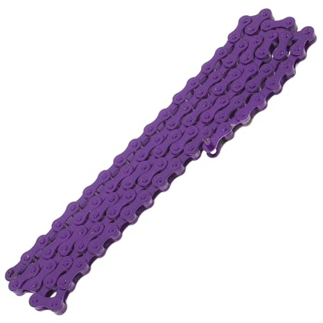 Alasum Cadena de Bicicleta Sola Velocidad Morada, Acero Resistente, Repuesto para Ciclismo de Montaña y Carretera, Cadena de Transmisión Deportiva para Ciclismo de Carreras, Fácil