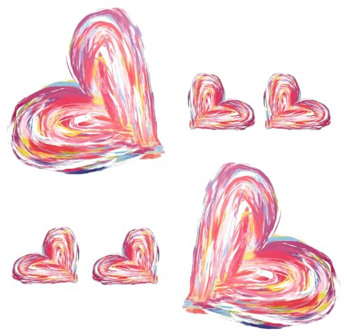 OFFIGAM Parches Termoadhesivos para Planchar en Ropa, Apliques de Transferencia de Calor en Forma de Corazón, 6 Unidades (4 Pequeños 2 Grandes), Alta Elasticidad y Resistente al Lavado