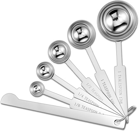 Juego de 6 cucharas medidoras de acero inoxidable para medir ingredientes líquidos y secos para café