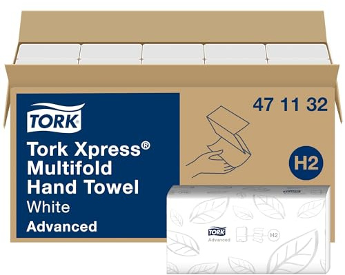 Tork Xpress Essuie-mains interfoliés blancs H2, Advanced, 100% fibres recyclées, 20 x 190 feuilles, 471132