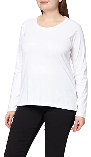 Berydale Maglietta a maniche lunghe con scollo rotondo in 100% cotone, Donna, Bianco (confezione da 3), S
