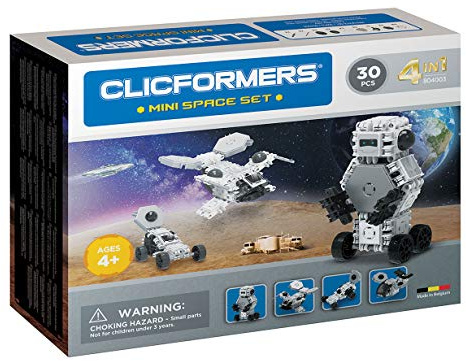Clicformers Jeu de Construction, Mini Space Set 4 en 1, vaisseaux spatiaux, Jouet Fille et garçon STEM pour des Heures de Plaisir, Jeux educatif 4 Ans jusqu'à 12 Ans