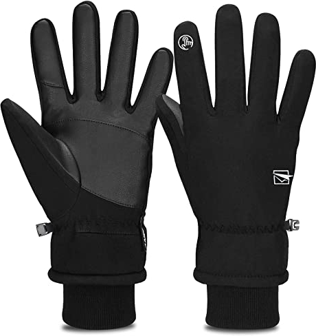Cevapro Warm Winterhandschuhe Wasserdicht Touchscreen Handschuhe Winddicht Atmungsaktiv Running-Handschuhe Männer Frauen für Outdoor Sports,Schwarz, L