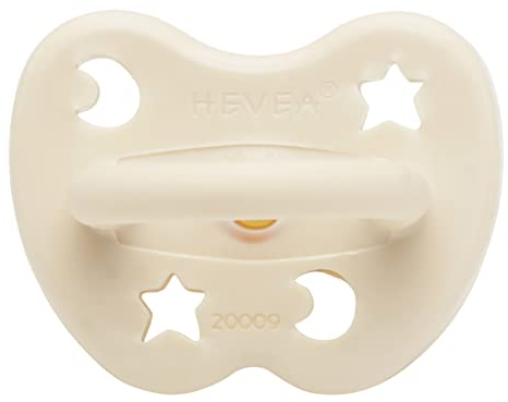 HEVEA Naturkautschuk Schnuller RUND Form, 0+ Monate - Hygienisches Einteiliges Design für Neugeborene bis Kleinkinder, BPA-frei, Weich & Langlebig - Einzelpackung (Milchweiß)