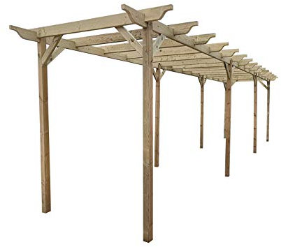Arbor Garden Solutions Garden Wooden Pergola Kit - Exclusive Pergola Range - 9 Designs - 42 Size Kits (3m x 3.6m (with 4 posts), Sculpted Design)