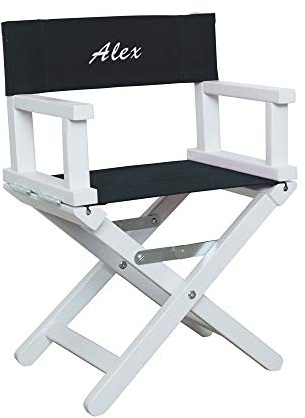 Amikado - Baby & Child Director's Chair - White Frame (Black) - Dimensions: H 55 x W 36 x D 28 cm