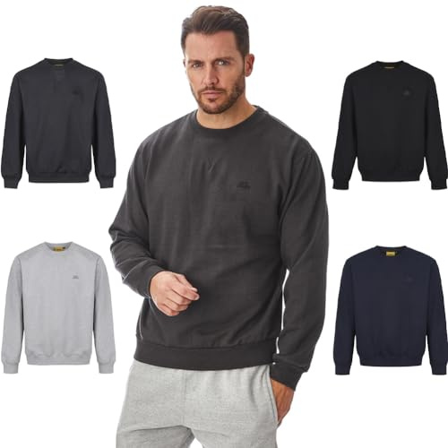 Iron Mountain IMSWT205 Men's Reclaimed Yarn Anti Pil Top Jumper Pullover Sweater Crew Neck Soft Fleece Sweatshirt, Charcoal Marl, 4XL