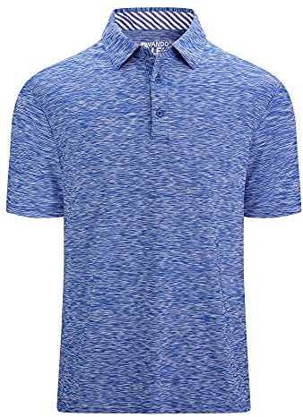 Alex Vando Mens Golf Shirt Moisture Wicking Quick-Dry Short Sleeve Casual Polo Shirts for Men,Blue,L