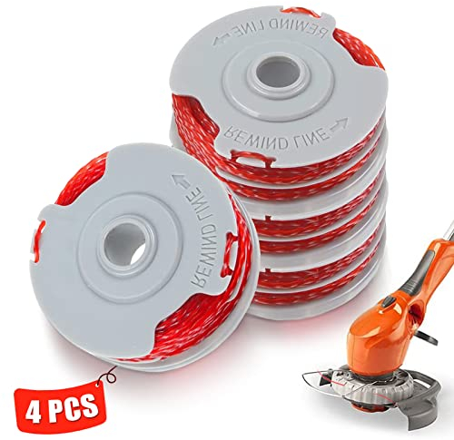4 Pcs Strimmer Spool and Line For Flymo, Standard 1.5mm Lawn Mower Replacement Spool Double Line Autofeed Grass Trimmer Wire String and Decker for FLY021/513937190 Mini Trim Power Trim Contour