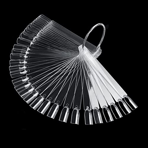 Lot de 50 Nuancier Ongle Transparents, Presentoir Ongles Nuancier avec Boucle en Métal, Bâtons d'Affichage de Couleur d'Ongle, Détachables pour Débutants, Présentoir à Ongles pour Salon