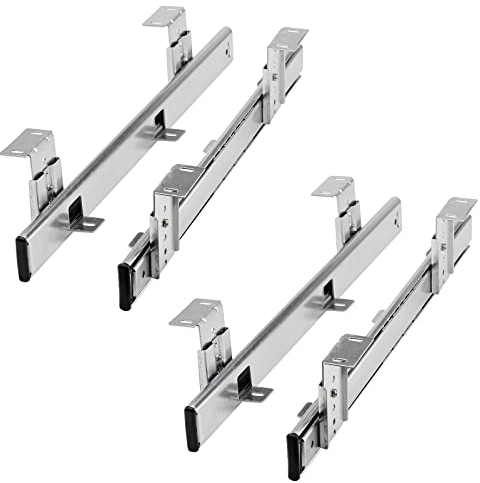 2 Paar JUNKER Tastaturauszüge KT1-30-H35-400-NF 400 mm silberfarben (Teilauszüge, mit Montagewinkel, höhenverstellbar, belastbar bis 30 Kg) Tastaturablagne für den Unterbau