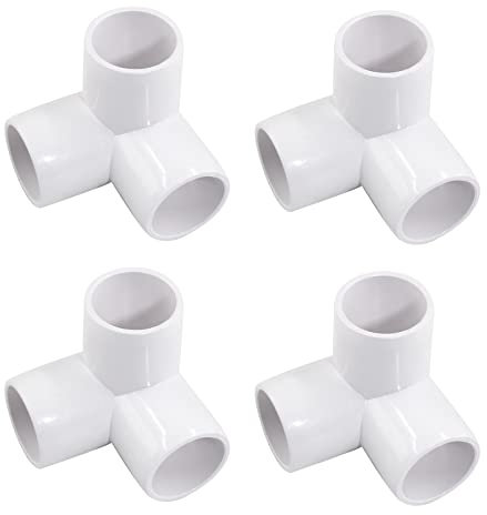 Litoexpe 3/4 Zoll PVC Fitting Ellenbogen Möbel Grade Rohrverbinder, Rohrverbinder für DIY PVC Regal, Struktur Aufbewahrungsrahmen, 4 Stück, 3 Wege