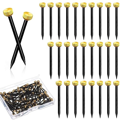 100 Stück Bildernägel 25mm Messingkopf Bilder Nagel Bilder Aufhängen Nails Kleine Nägel Wand Nägel Stahl Nagel für Bilderrahmen Hängende Holzbearbeitung Wandmontage - Schwarz