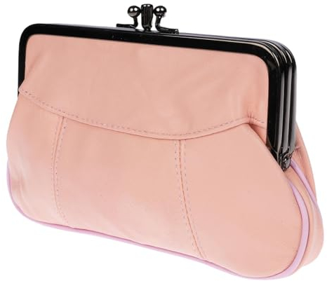 Christian Wippermann Damen Herren echt Leder Geldbörse Klippverschluss Knipsbörse Portemonnaie Hellrose