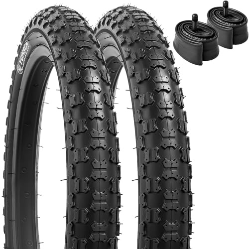 YunSCM 14 tum cykeldäck 14 x 2,125/57-254 och 14 tum cykelrör Schrader-ventil med 2 fälgremsor kompatibla med mountain/off road bike 14 x 2,0 14 x 2,10 14 x 2,125 14 x 2,20 cykeldäck och badkar es