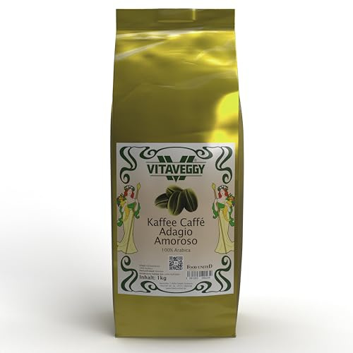 VITAVEGGY 100% ARABICA KAFFEEBOHNEN 2x1KG | ADAGIO AMOROSO | mild geröstet in Deutschland | Kaffeebohnen aus Südamerika | für French-Press Espresso-Siebträger-Maschine